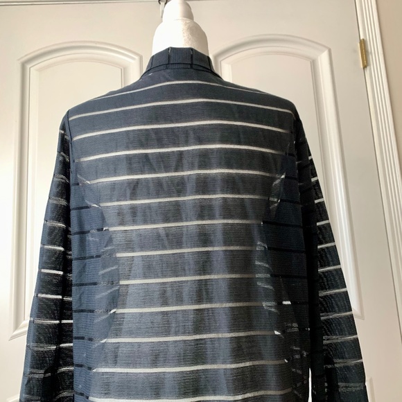 OPENING CEREMONY SHEER STRIPED ASYMMETRIC BLACK SHIRTDRESS - Picture 7 of 8